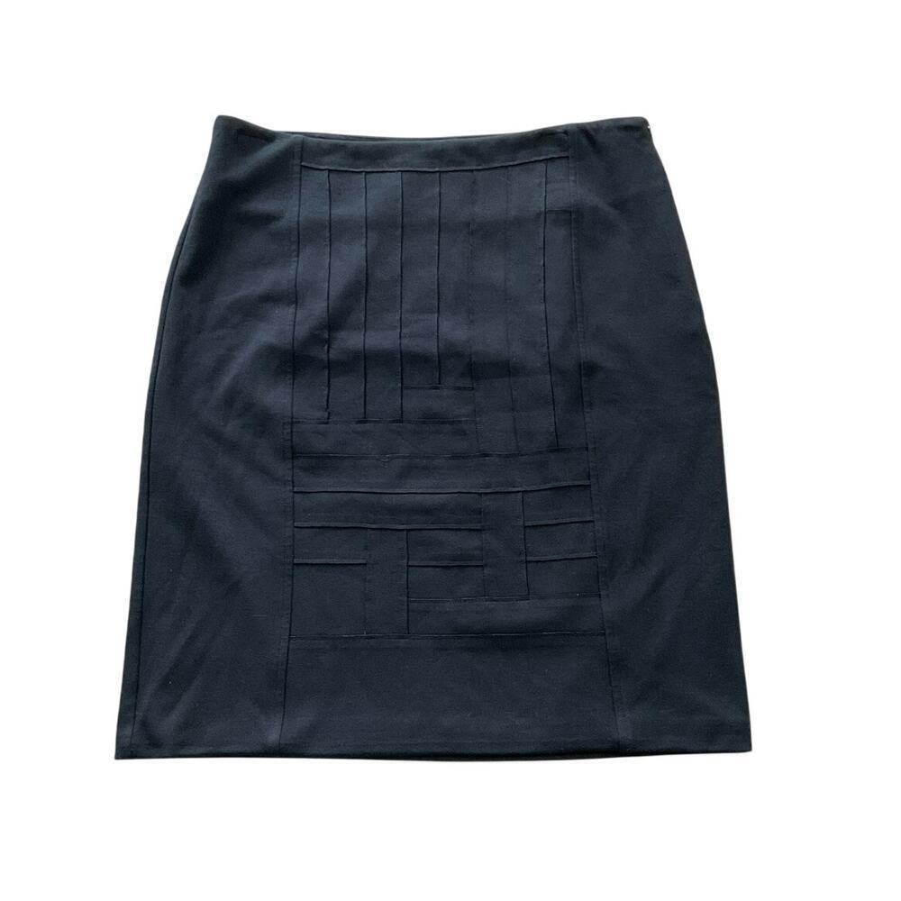 Anthropologie Cluny Black Pencil Skirt Size 10 Medium Geometric Stitching